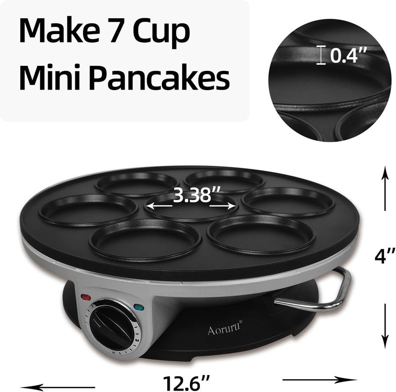 Aoruru Electric Pancake Maker for Kids Mini Crepe Maker Nonstick Fried Eggs Pan - Image 3